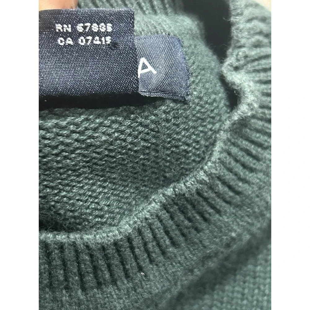 Nautica Men Medium Green Striped Crewneck Sweater Cotton J-Class Preppy Pullover